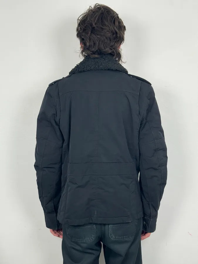 Diesel Black Nylon Sherpa Collar Bomber Jacket  rHzvTbV 2