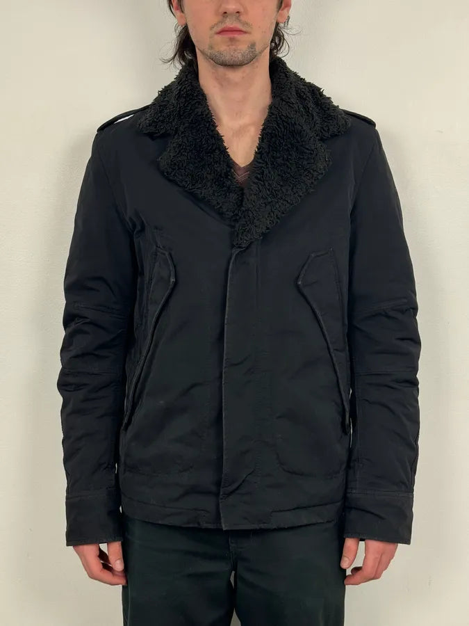 Diesel Black Nylon Sherpa Collar Bomber Jacket  rHzvTbV 1