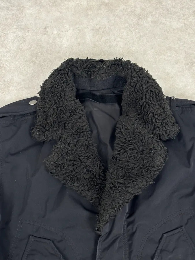 Diesel Black Nylon Sherpa Collar Bomber Jacket  rHzvTbV 3