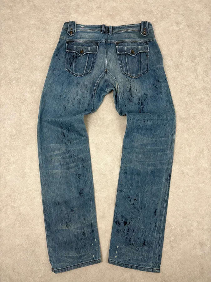 Diesel Abstract Painted Denim Blue Jeans kpTqoyq 4