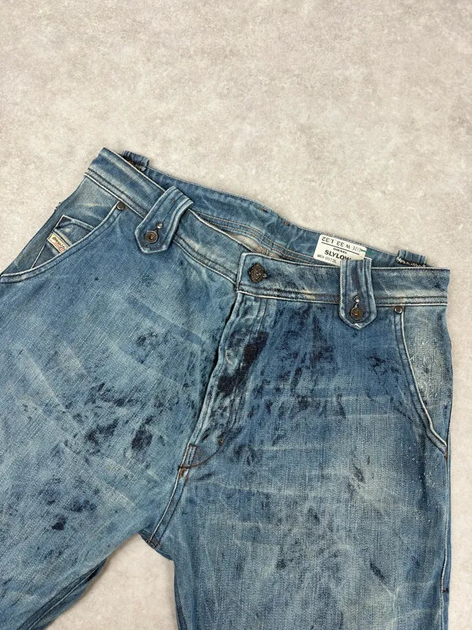 Diesel Abstract Painted Denim Blue Jeans kpTqoyq 5