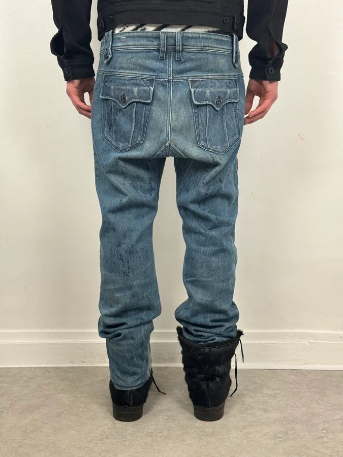Diesel Abstract Painted Denim Blue Jeans kpTqoyq 2