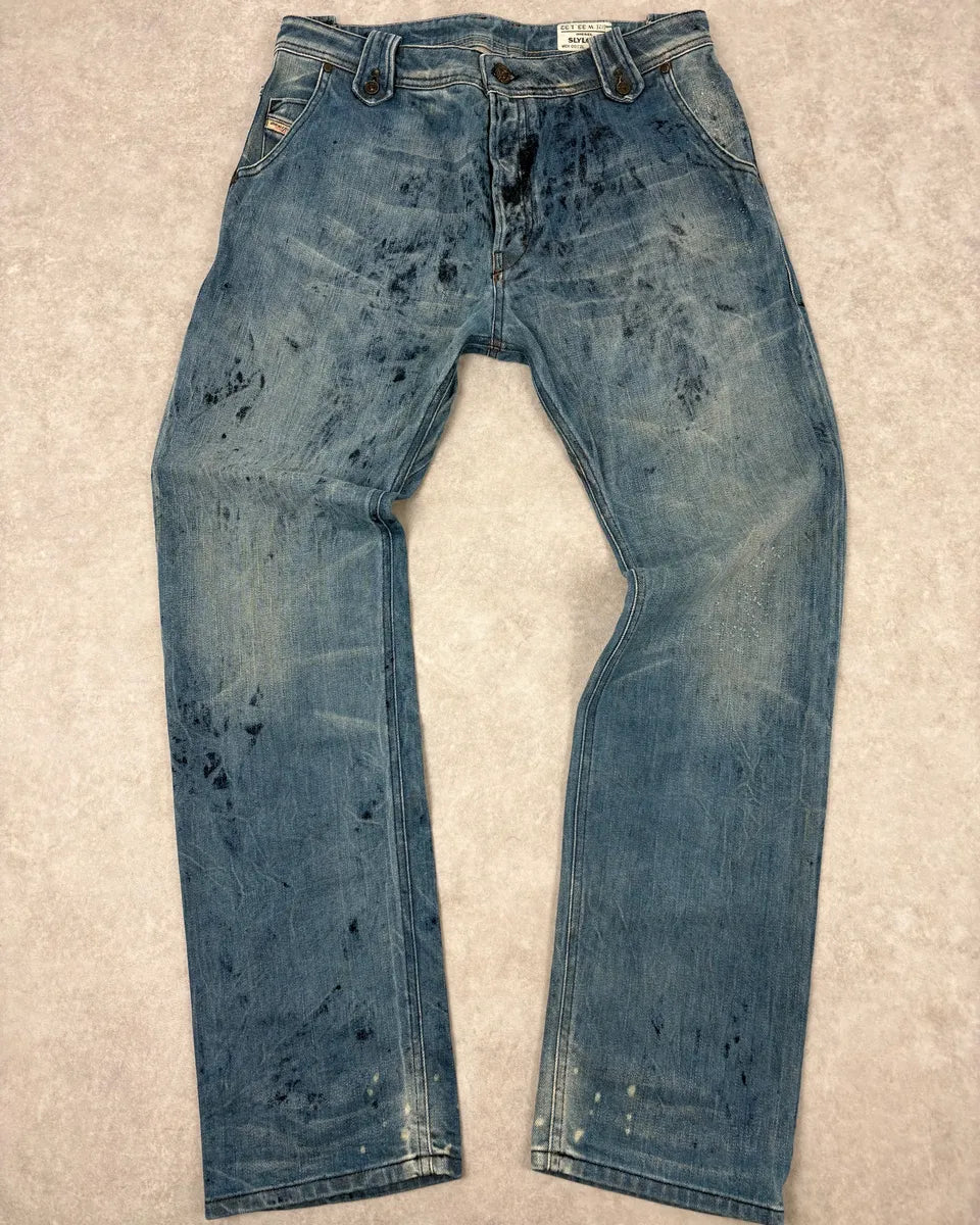 Diesel Abstract Painted Denim Blue Jeans kpTqoyq 3