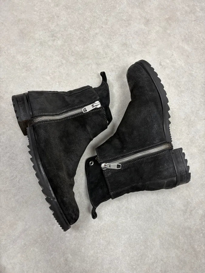 Diesel Black Suede Eroded Biker Leather Boots yUKQYmI 5