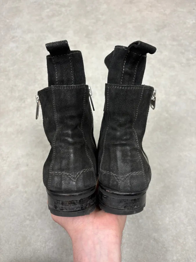 Diesel Black Suede Eroded Biker Leather Boots yUKQYmI 6