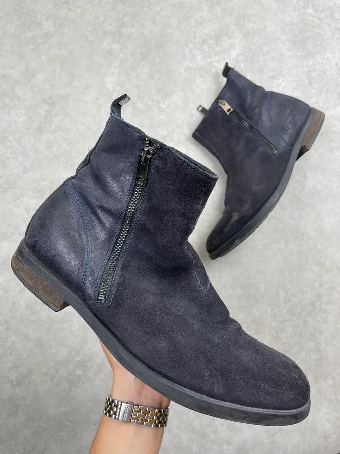 Diesel Blue Petrol Suede Leather Zip Boots MEjRqIo 0