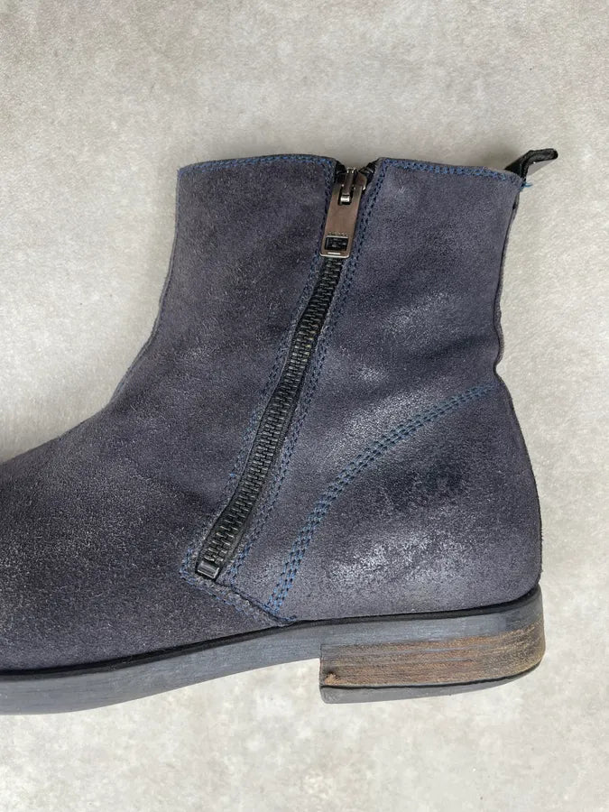 Diesel Blue Petrol Suede Leather Zip Boots MEjRqIo 6
