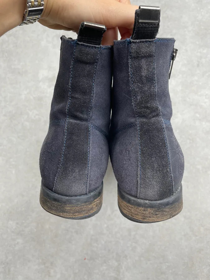 Diesel Blue Petrol Suede Leather Zip Boots MEjRqIo 5