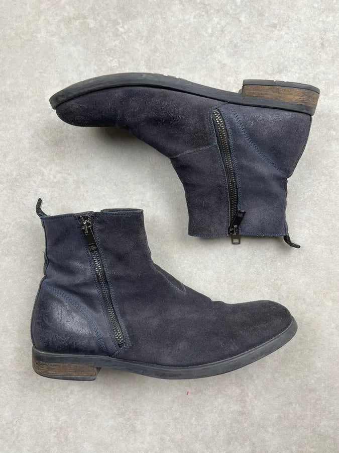 Diesel Blue Petrol Suede Leather Zip Boots MEjRqIo 1