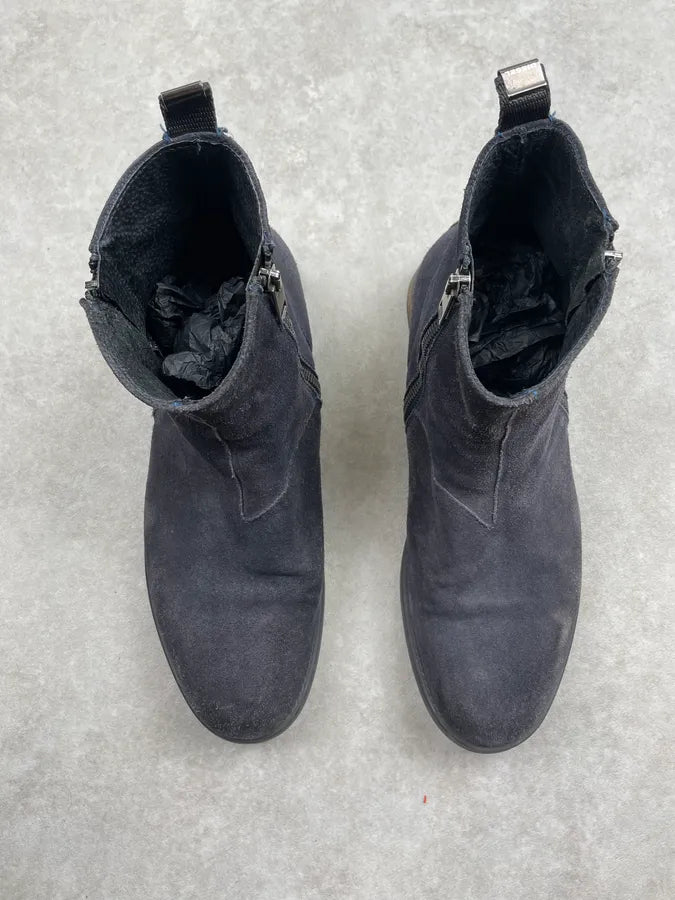 Diesel Blue Petrol Suede Leather Zip Boots MEjRqIo 3