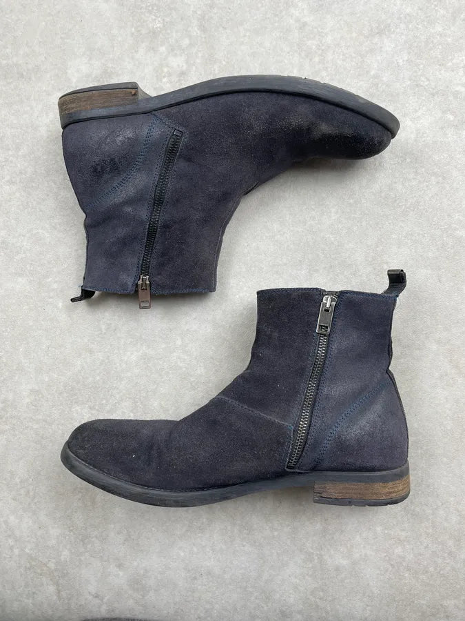 Diesel Blue Petrol Suede Leather Zip Boots MEjRqIo 2