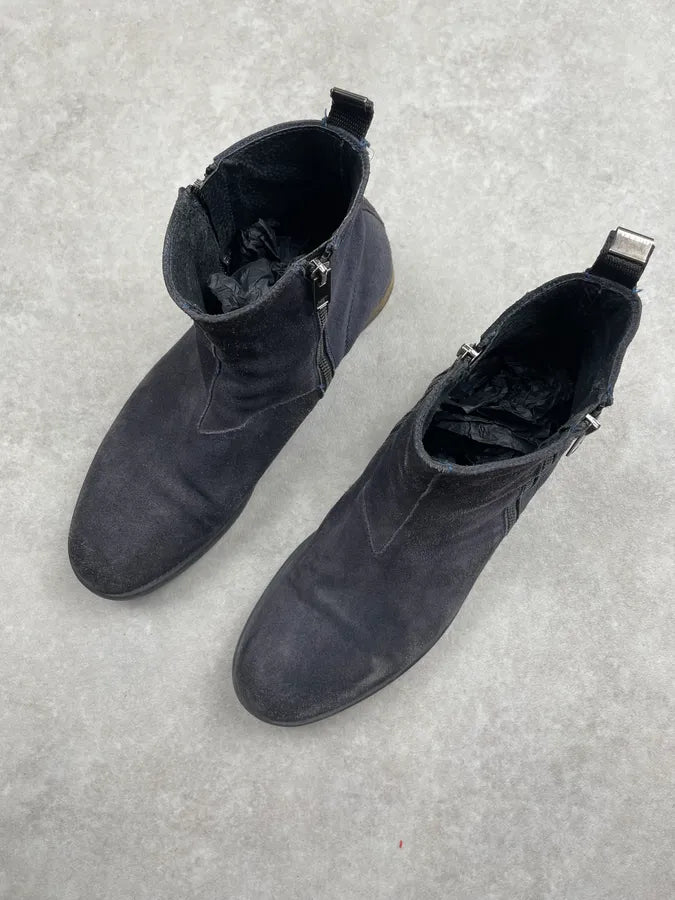 Diesel Blue Petrol Suede Leather Zip Boots MEjRqIo 4