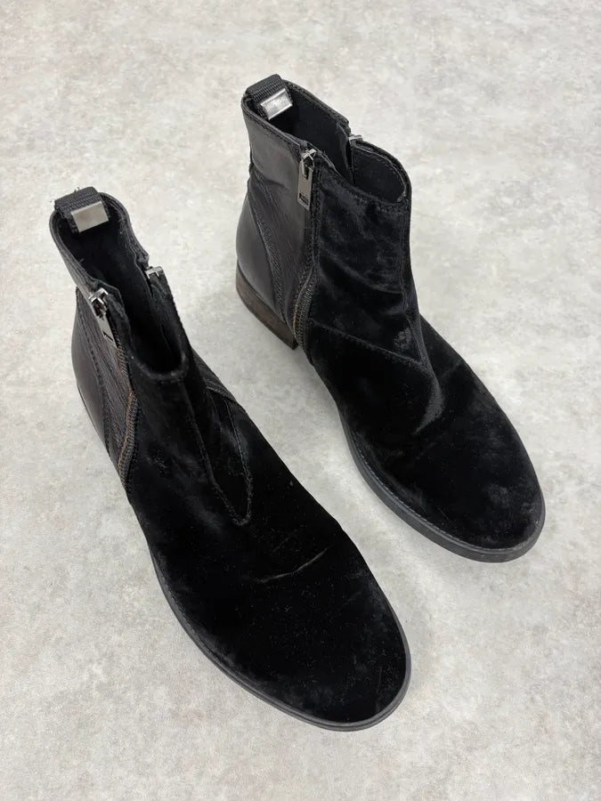 Diesel Black Velvet Leather Chelsea Boots uaADjFK 3