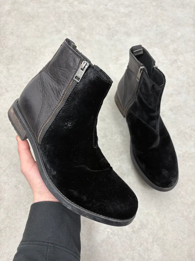 Diesel Black Velvet Leather Chelsea Boots uaADjFK 0