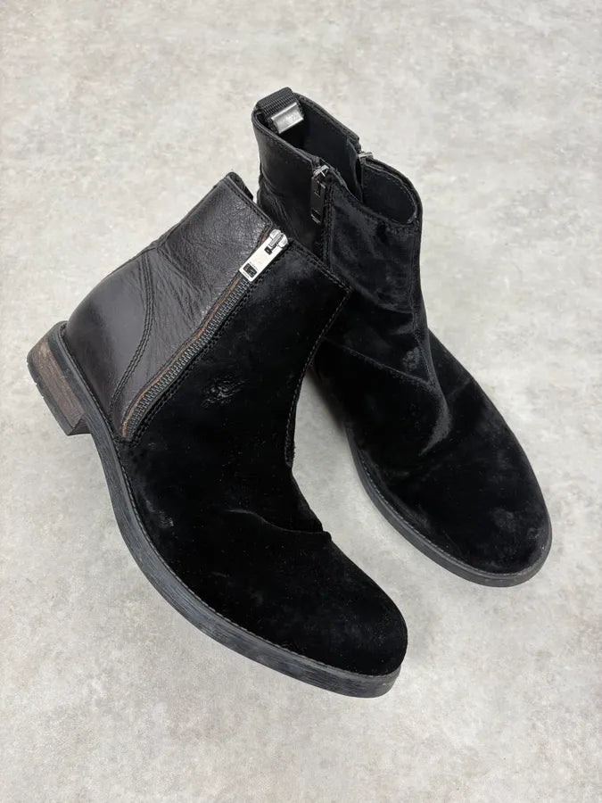 Diesel Black Velvet Leather Chelsea Boots uaADjFK 4