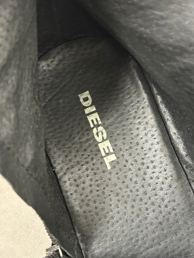 Diesel Black Velvet Leather Chelsea Boots uaADjFK 9