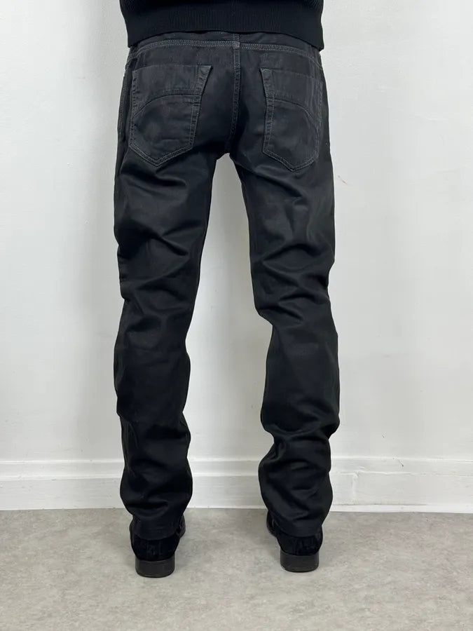Diesel Black Waxed Coated Straight Jeans iQofMjZ 2