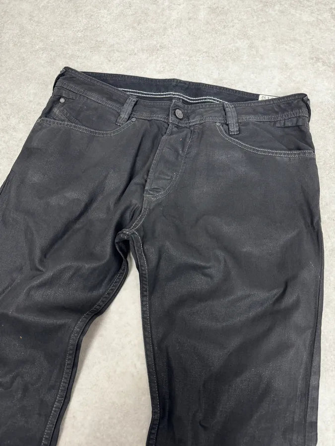 Diesel Black Waxed Coated Straight Jeans iQofMjZ 5