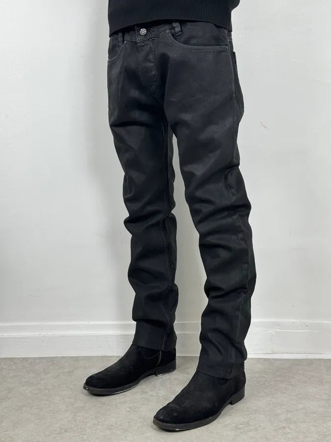 Diesel Black Waxed Coated Straight Jeans iQofMjZ 1