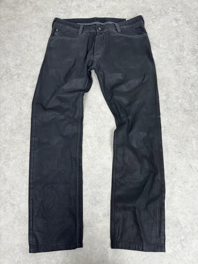 Diesel Black Waxed Coated Straight Jeans iQofMjZ 3