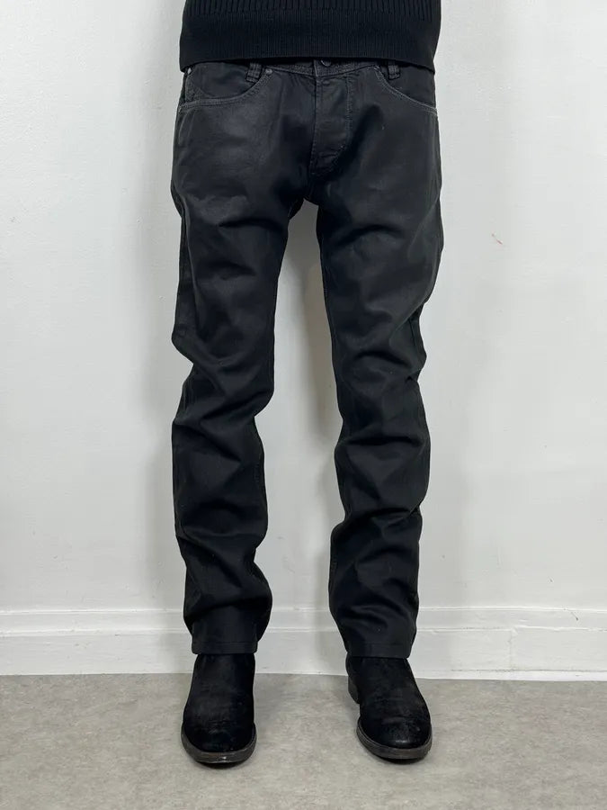 Diesel Black Waxed Coated Straight Jeans iQofMjZ 0