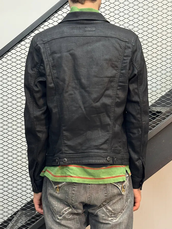 Diesel Black Waxed Obscure Denim Jacket QCduYMu 2