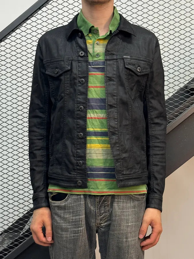 Diesel Black Waxed Obscure Denim Jacket QCduYMu 1