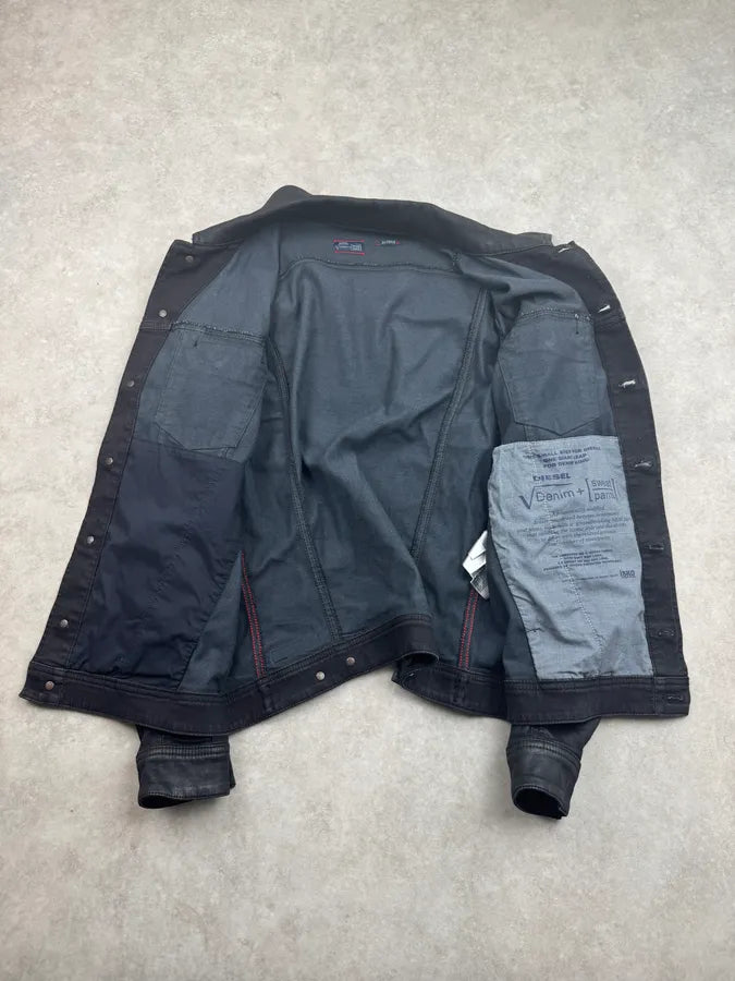 Diesel Black Waxed Obscure Denim Jacket QCduYMu 6