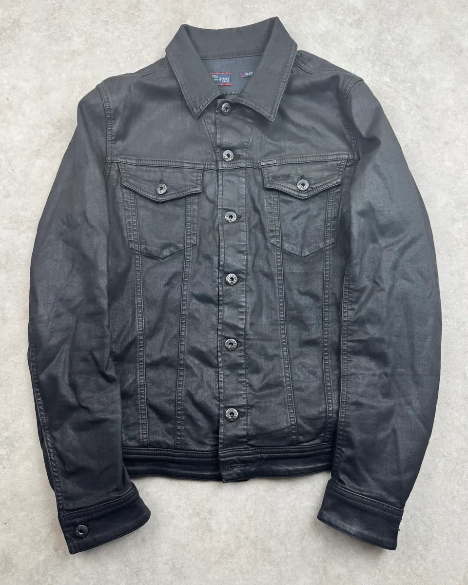 Diesel Black Waxed Obscure Denim Jacket QCduYMu 0