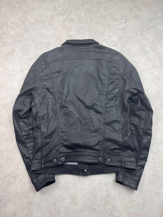 Diesel Black Waxed Obscure Denim Jacket QCduYMu 4