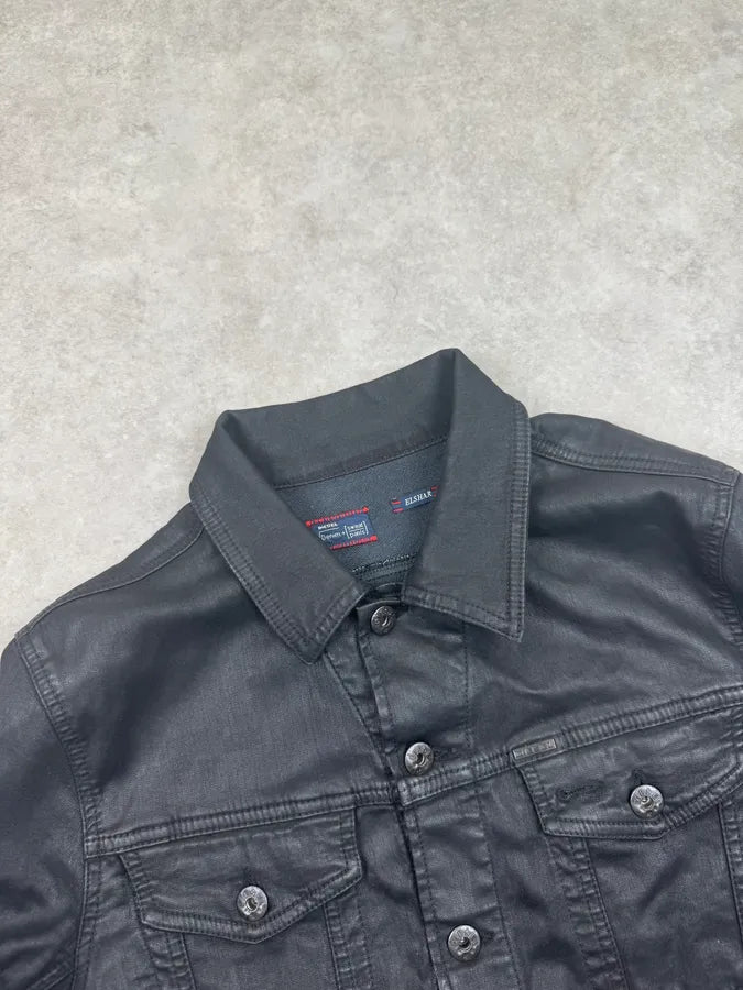 Diesel Black Waxed Obscure Denim Jacket QCduYMu 3