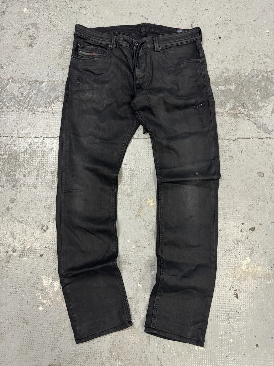 Diesel Black Waxed Effect Slim Denim Jeans BQOGmyT 0