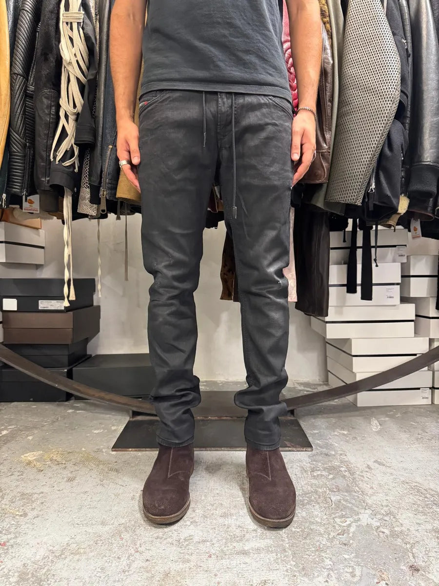 Diesel Black Waxed Effect Slim Denim Jeans BQOGmyT 1