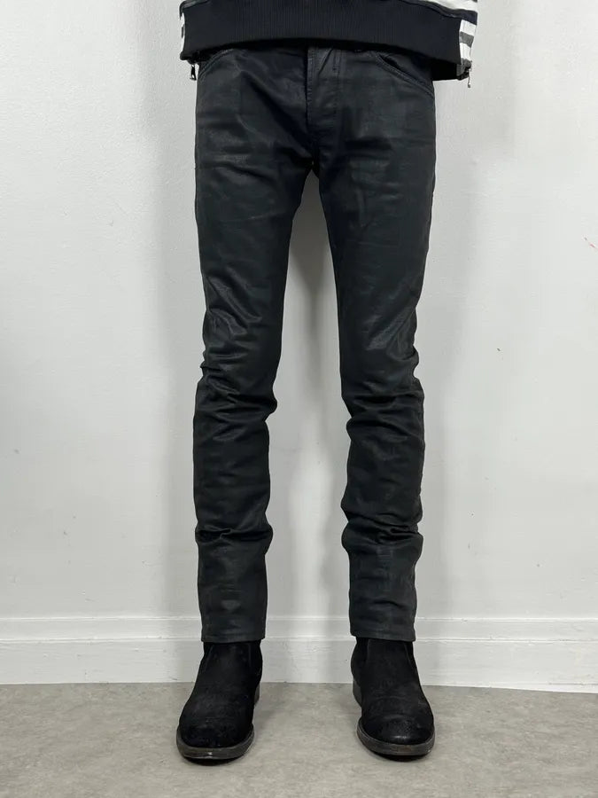 Diesel Black Waxed Slim Denim Jeans iOnFgCy 0