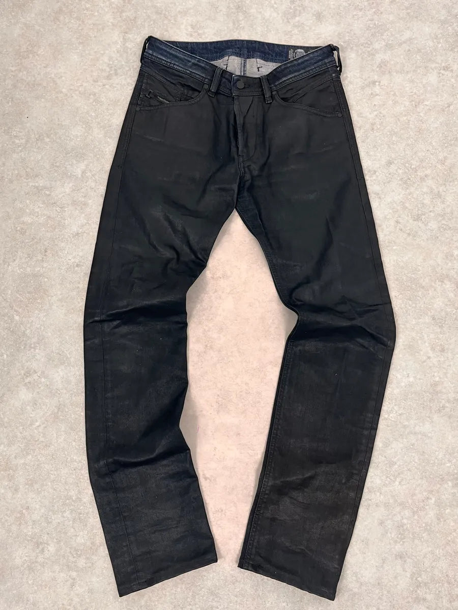 Diesel Black Waxed Slim Denim Jeans iOnFgCy 1