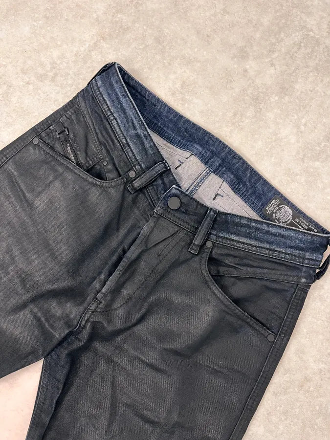 Diesel Black Waxed Slim Denim Jeans iOnFgCy 5