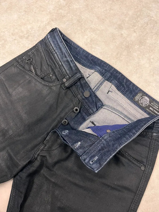 Diesel Black Waxed Slim Denim Jeans iOnFgCy 6