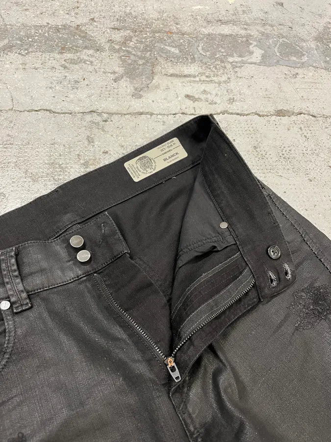 Diesel Black Waxed Slim Zip Denim Jeans IDvDRxI 11
