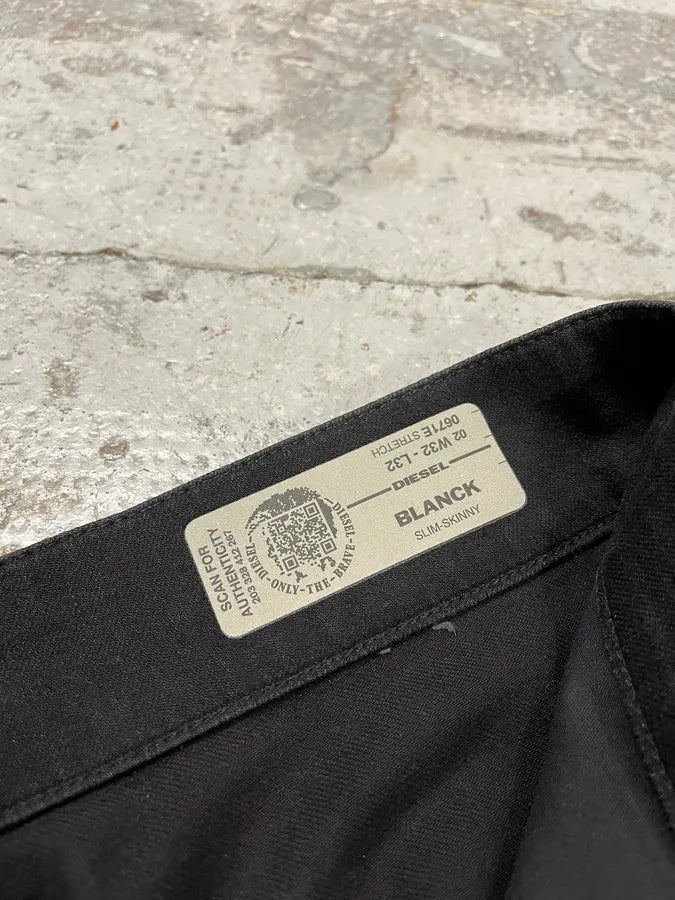 Diesel Black Waxed Slim Zip Denim Jeans IDvDRxI 12