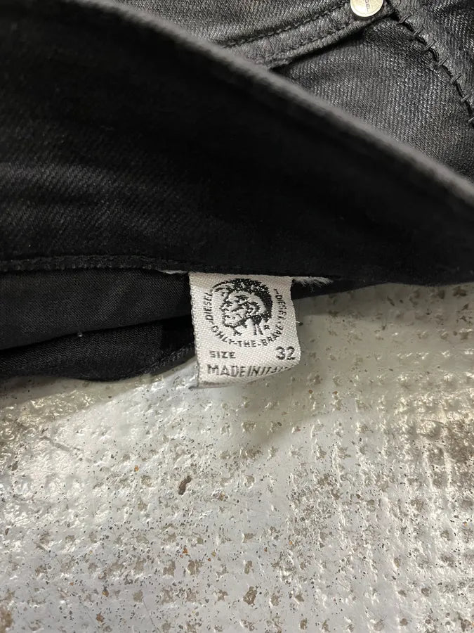 Diesel Black Waxed Slim Zip Denim Jeans IDvDRxI 13