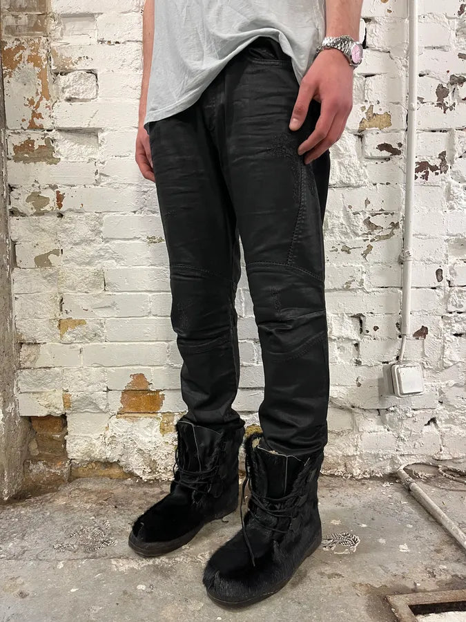 Diesel Black Waxed Slim Zip Denim Jeans IDvDRxI 2