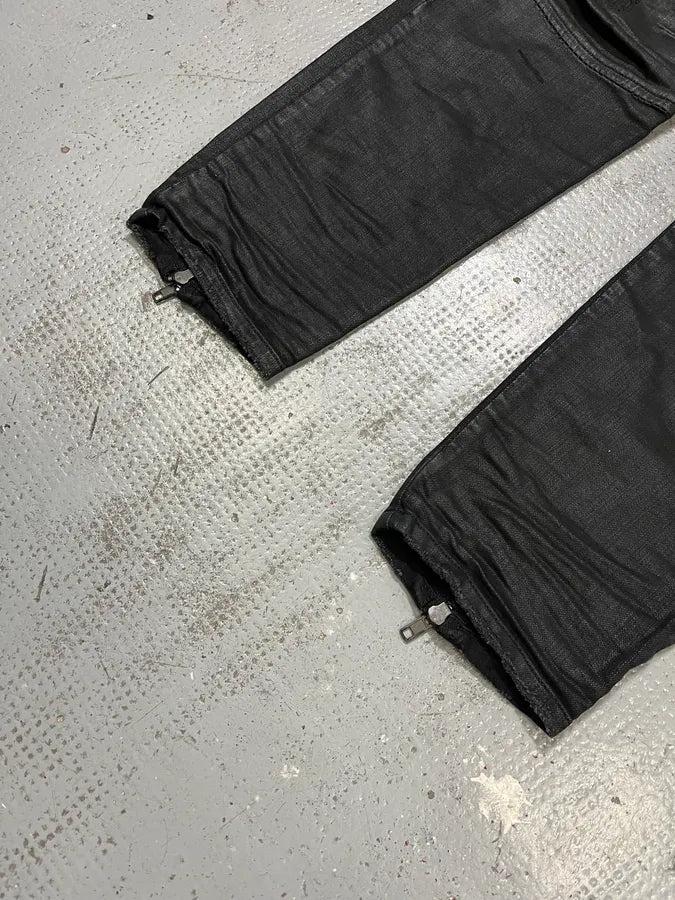 Diesel Black Waxed Slim Zip Denim Jeans IDvDRxI 6