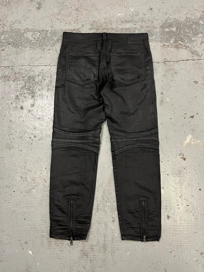 Diesel Black Waxed Slim Zip Denim Jeans IDvDRxI 7