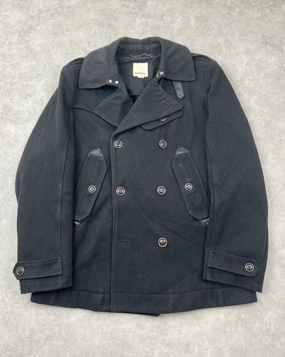 Diesel Black Wool Double-Breasted Coat KyKBFmJ 2