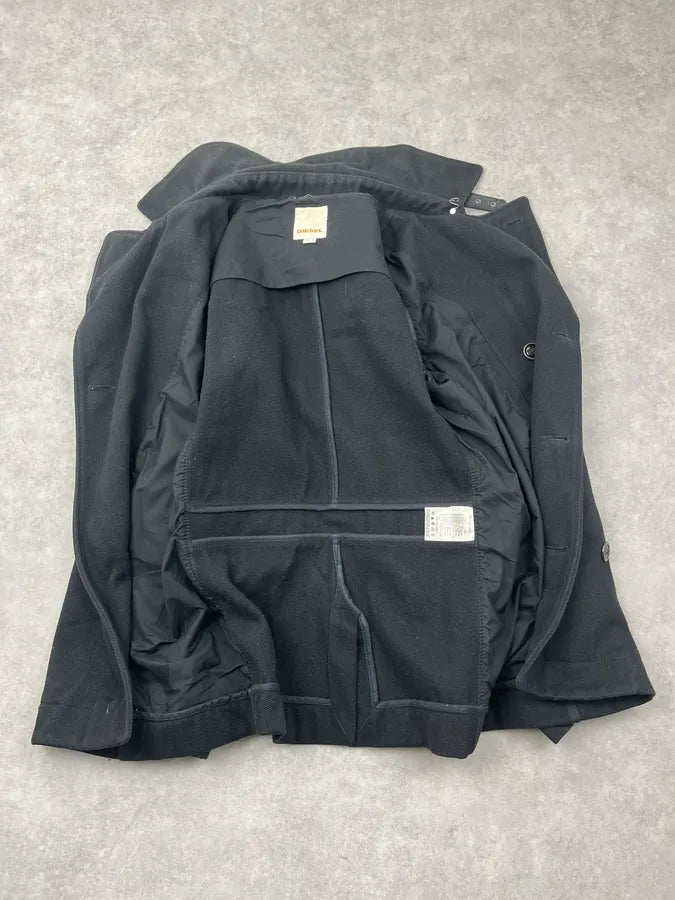 Diesel Black Wool Double-Breasted Coat KyKBFmJ 8