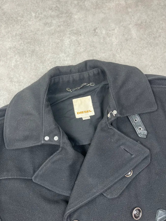 Diesel Black Wool Double-Breasted Coat KyKBFmJ 3