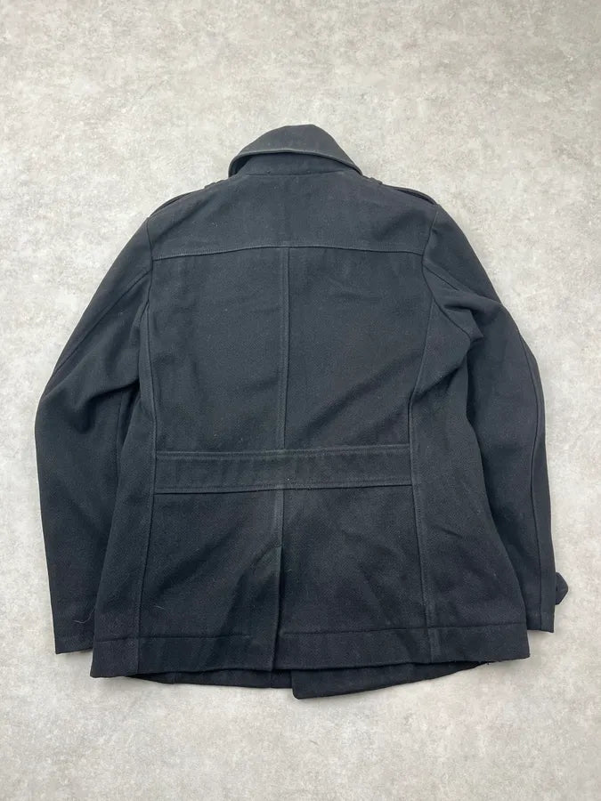 Diesel Black Wool Double-Breasted Coat KyKBFmJ 6