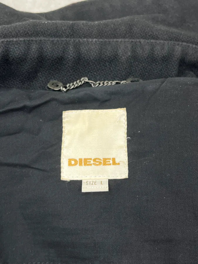 Diesel Black Wool Double-Breasted Coat KyKBFmJ 10