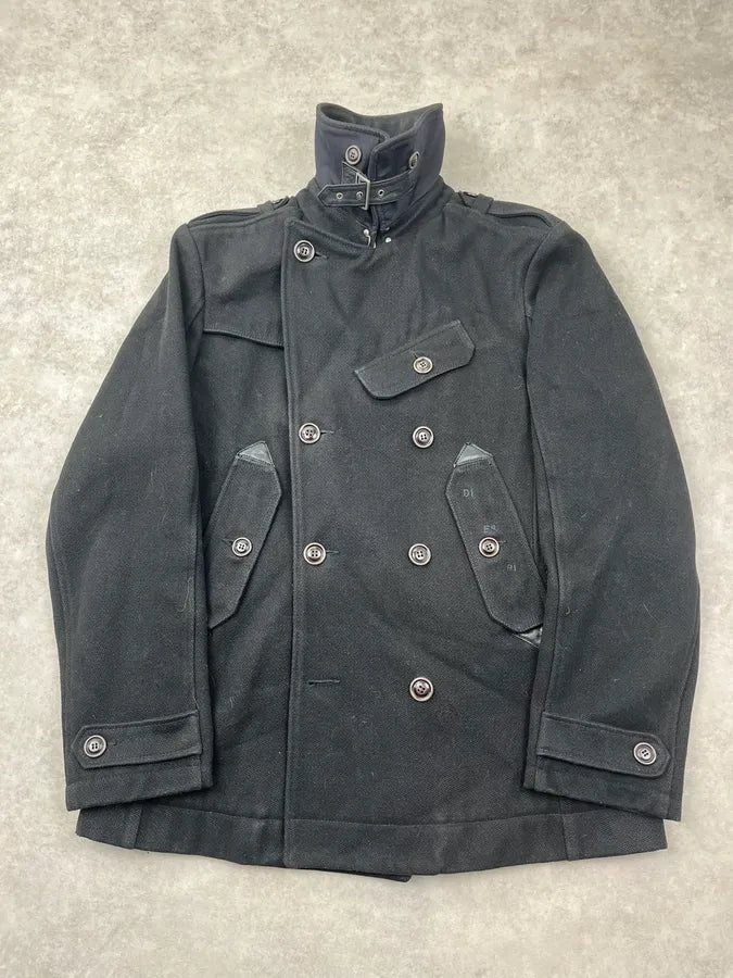 Diesel Black Wool Double-Breasted Coat KyKBFmJ 4
