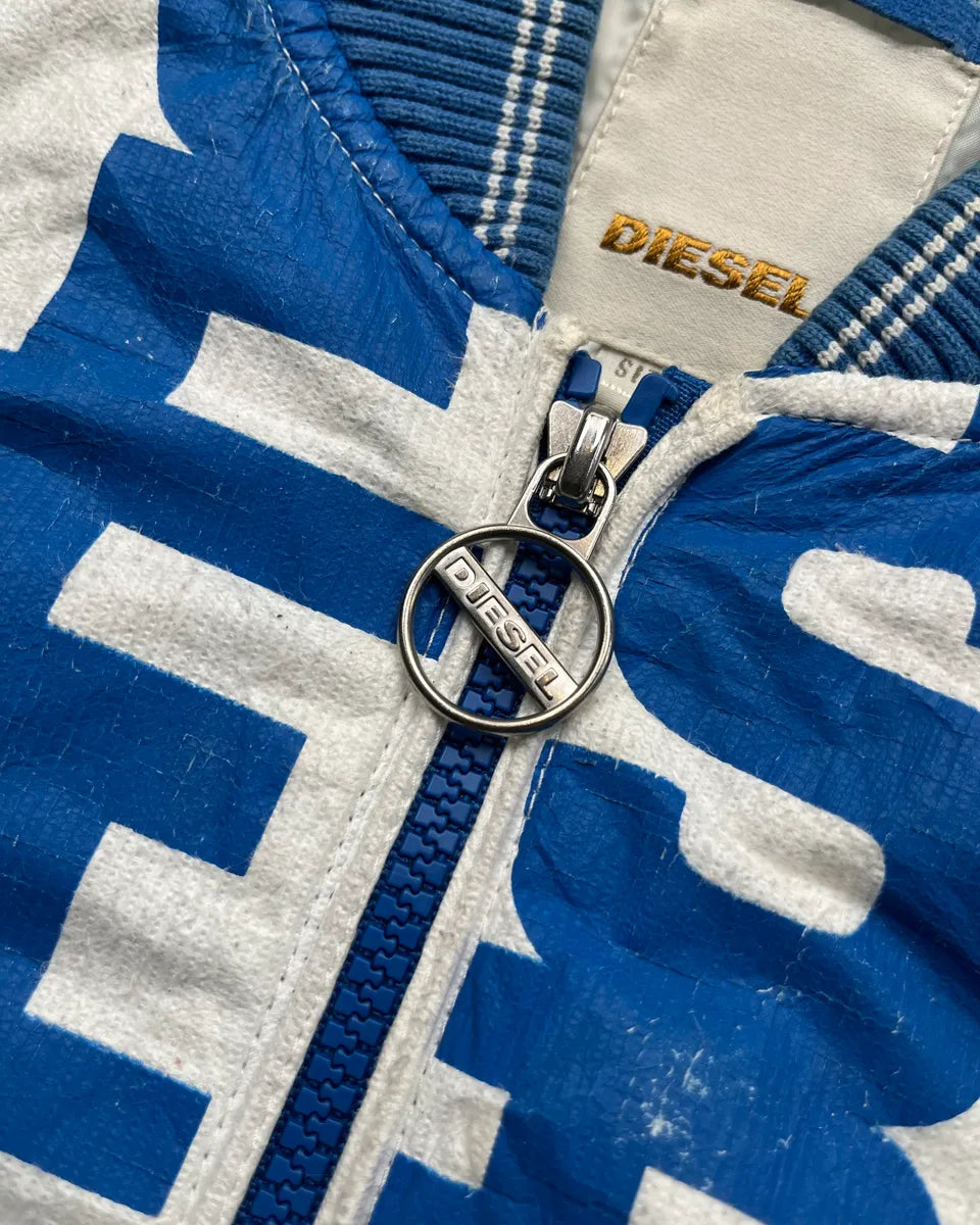 Diesel Blue All-Over Graphic White Bomber Jacket JkLDWle 6